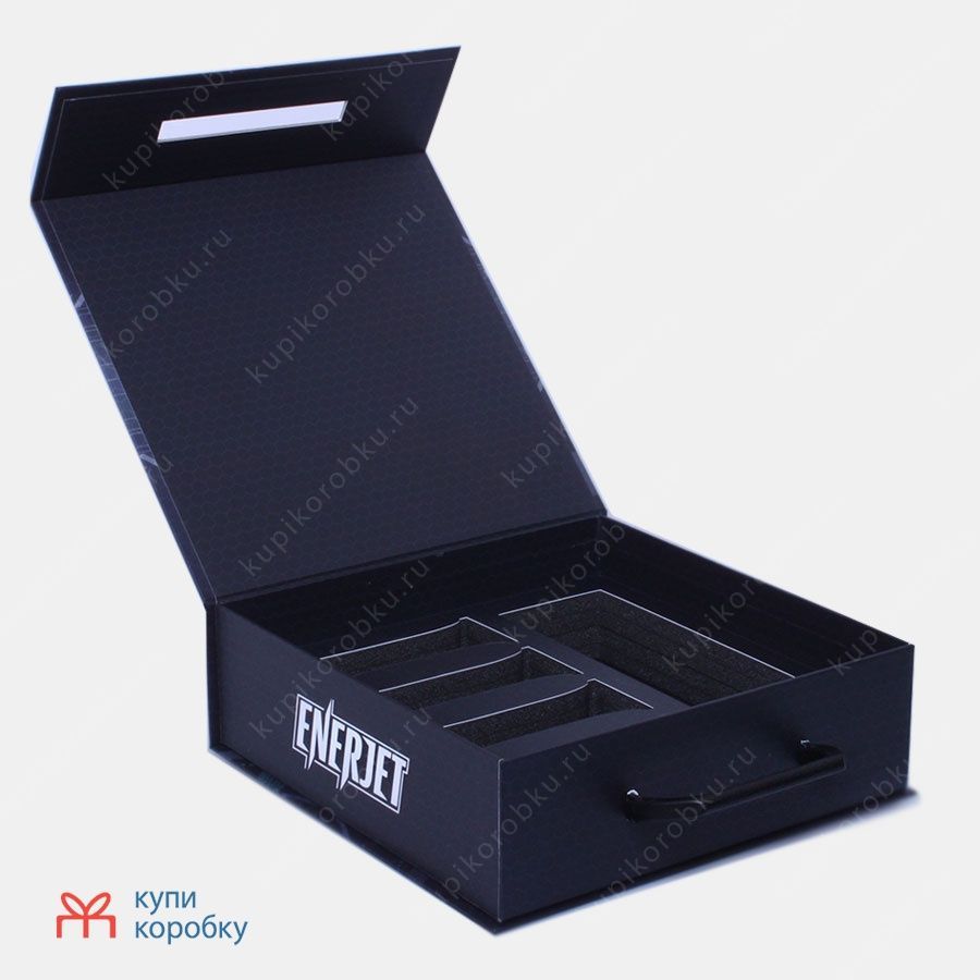 Коробка-шкатулка с крышкой на магните с ручкой и логотипом арт.0204545 